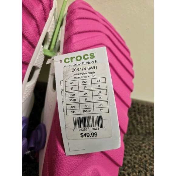 Crocs Duet Max II Clog 'White | Pink Crush' (Kids J6) 208774-6WU - Picture 8 of 8